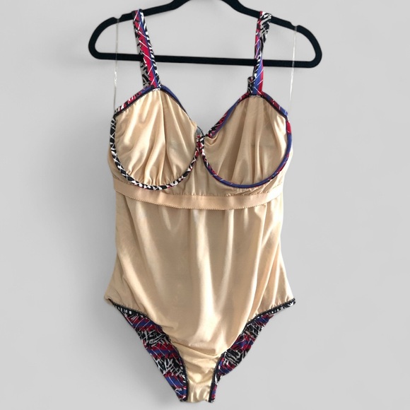 Torrid Retro SlimFix Built Up Bra One Piece Black Red Khaki Size 1 - 14/16 NWOT - Picture 6 of 15